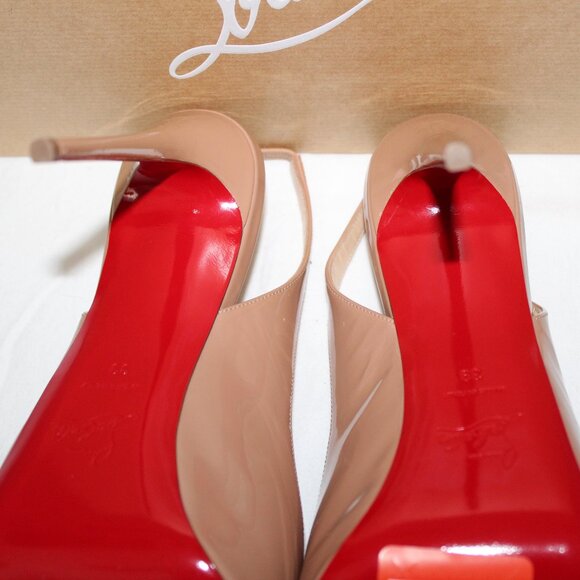 NWB Christian Louboutin New Very Prive Patent Leather Blush Peep Toe Pumps 39 - Picture 6 of 6